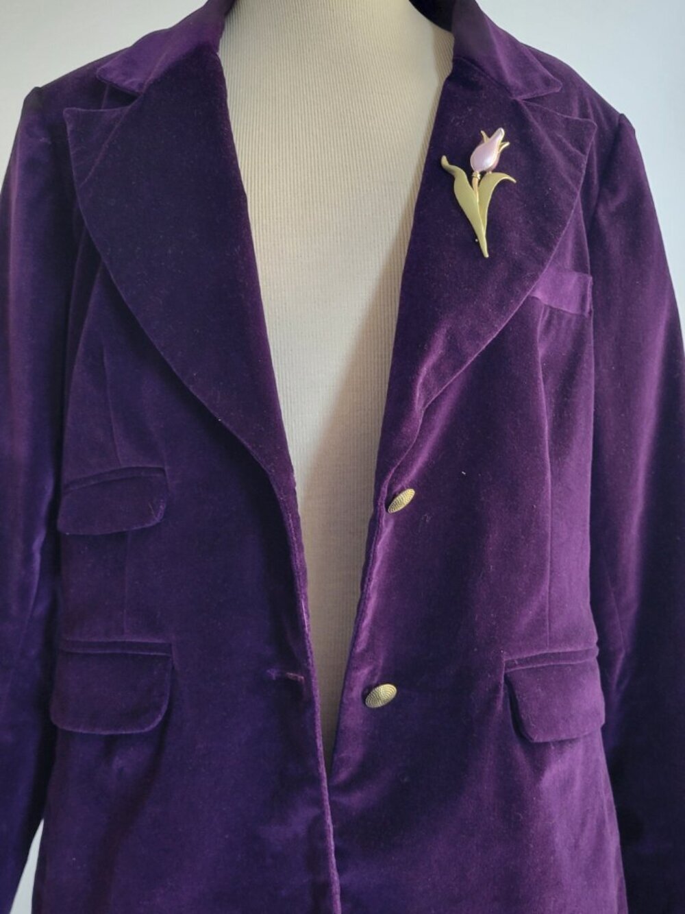 DG2 by Diane Gilman Stretch Velvet Blazer Jacket | Women's Medium | Royal Purple - Picture 11 of 16